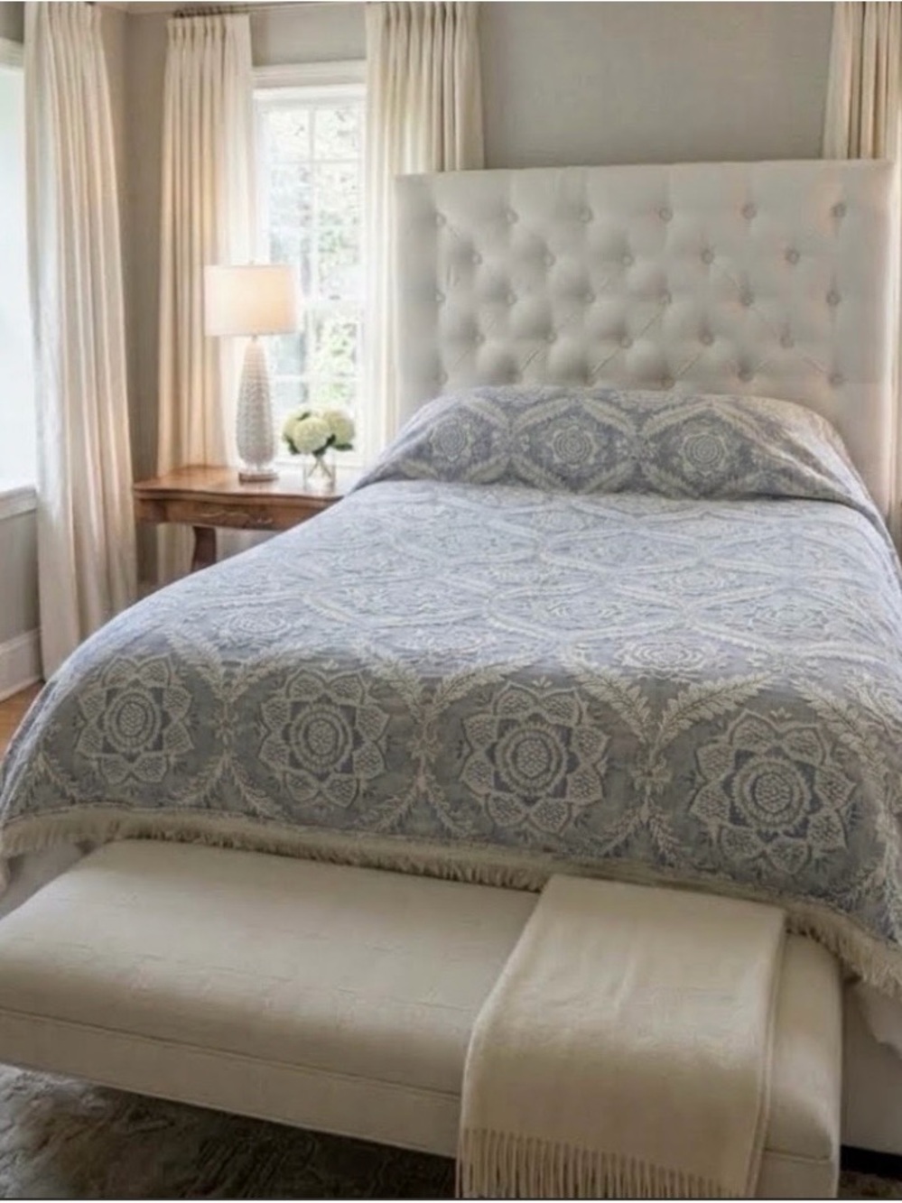 Vtg Morgan Jones Full Queen Bedspread Chenille Coverlet Cottagecore Fringe MCM
